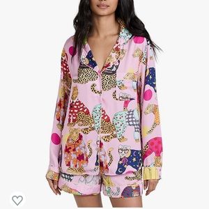 NWOT KAREN MABON Luxury Silk Pajama Set - Pink Leopards - Neiman Marcus 3XL